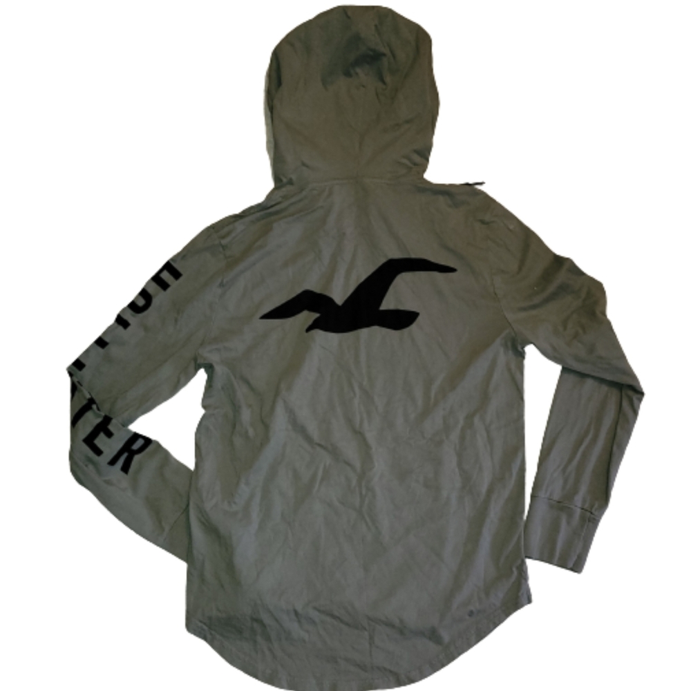 Hollister Mens Pullover TShirt Hoodie Sage/Army Green Long Sleeve Small - Picture 9 of 11